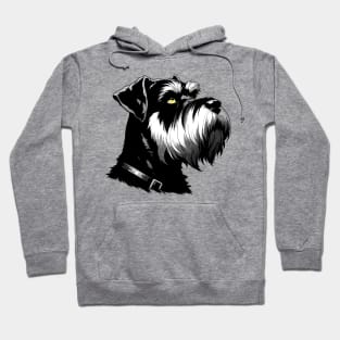 Stunning and Cool Giant Schnauzer Monochrome and Gold Portrait for Father's Day Hoodie